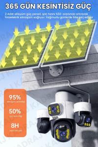 INOX-X14 4LENS 3.6mm  ESİM SOLAR KAMERA 4G   2+2+2+2MP Ses algılama 20Mt Solar Panel+ Dahili Batarya - 3